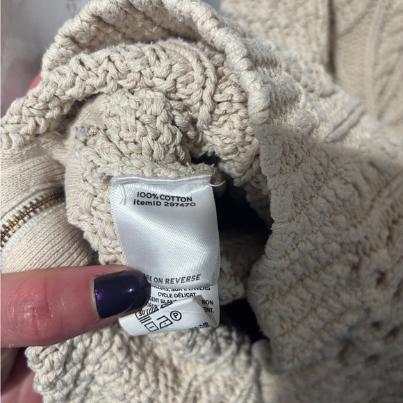 LL Bean Classic Cotton Fisherman Sweater w/ Zip detail - Picture 3 of 5